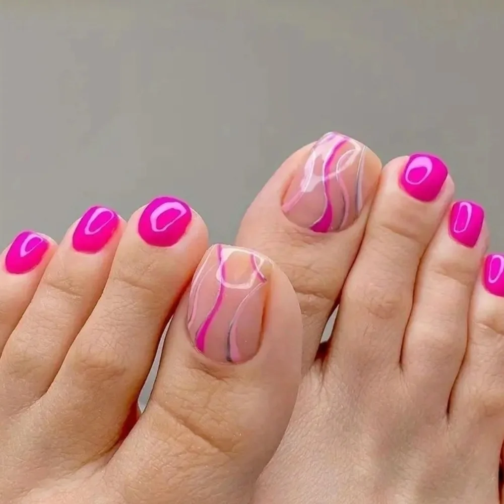 24 Pieces Fake Toe Press On Nails